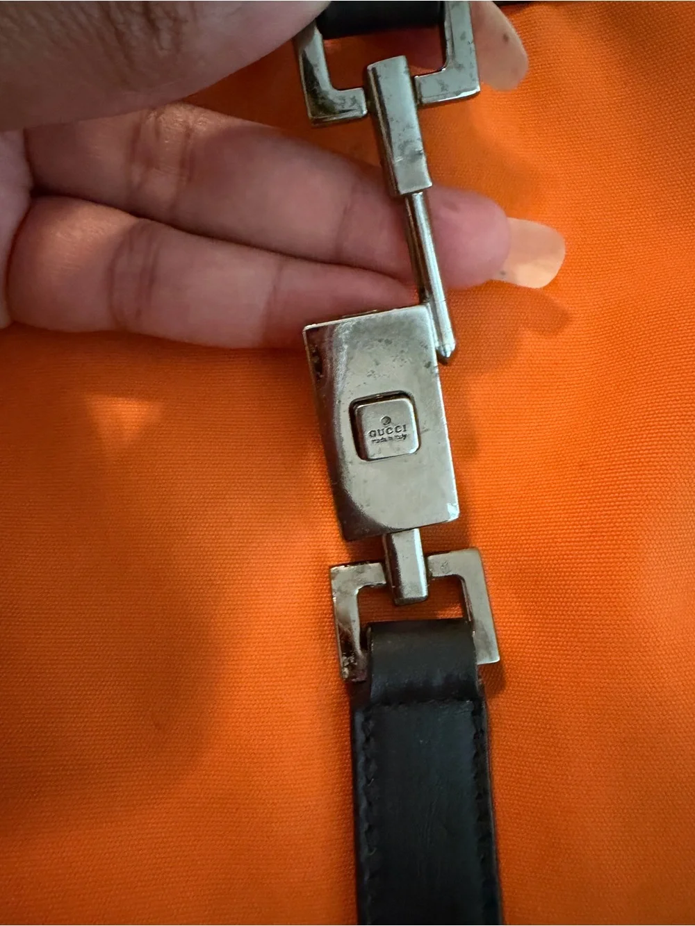 Gucci Jackie Orange and Black Shoulder Bag with Silver Buckle